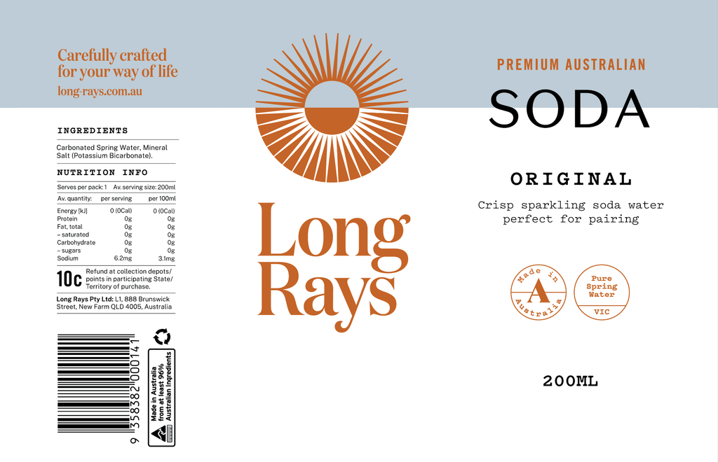 Long Rays Australian Soda Carton (24x200mL) Loose Cans