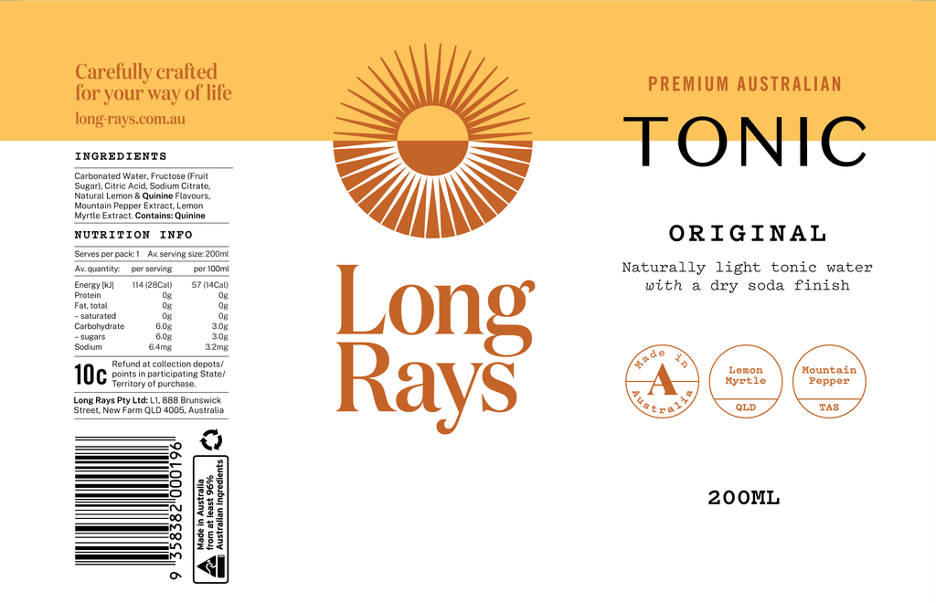 Long Rays Australian Tonic Carton (24x200mL) Loose Cans