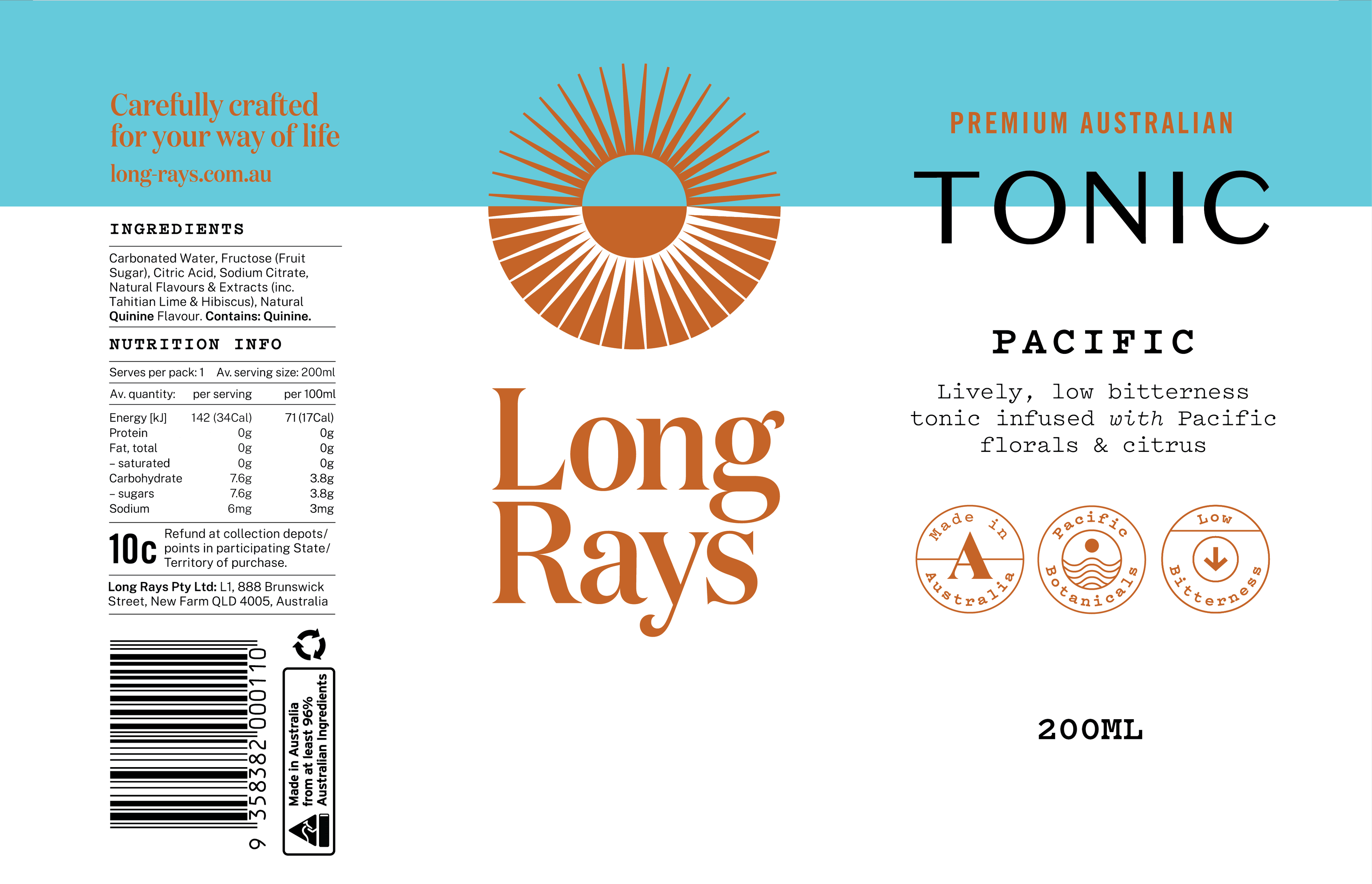 Long Rays Pacific Tonic Carton (24x200mL)