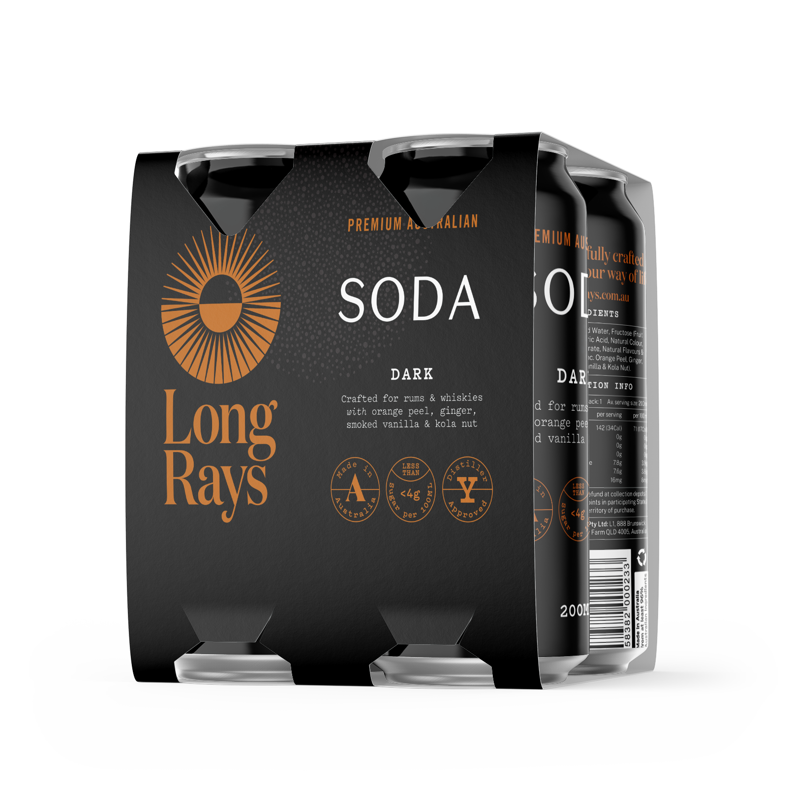 Long Rays Dark Soda Carton (24x200mL)