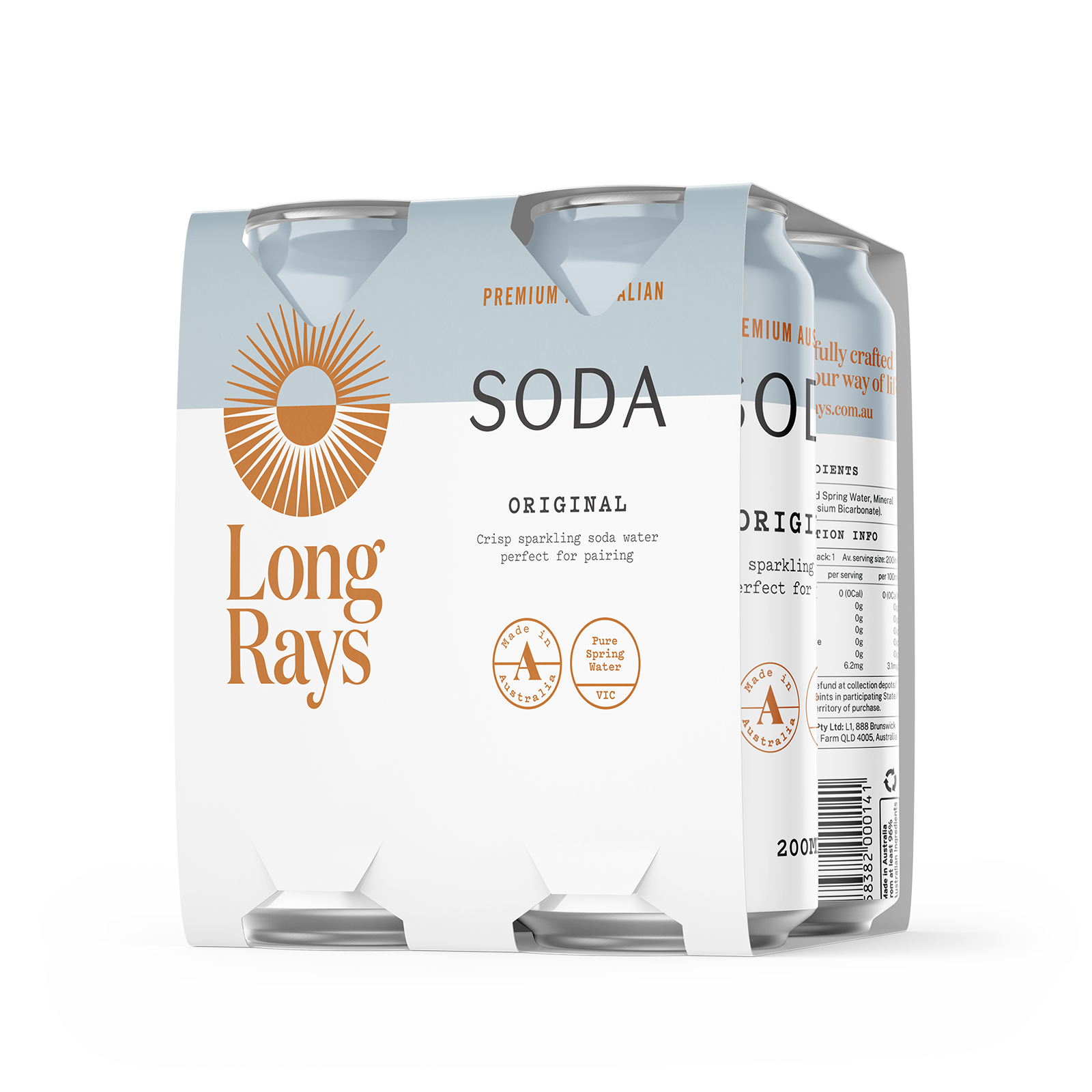Long Rays Australian Soda Carton (24x200mL)